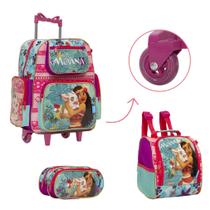 Kit Bolsa Escolar Feminina Moana Pua Carrinho Reforçada