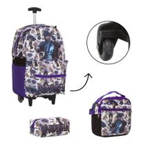 Kit Bolsa Escolar Feminina Wandinha Rodinha Passeio Tam G Kit Bolsa Escolar Feminina Wandinha Rodinha Passeio Tam G