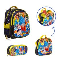 Kit Bolsa Escolar Infantil Dragon Ball Alça Costa Reforçada