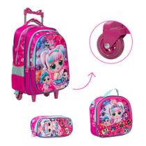 Kit Bolsa Escolar Infantil Lol Carrinho Resistente Passeio