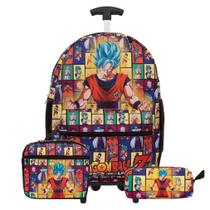 Kit Bolsa Escolar Masculina Dragon Ball Carrinho Lancheira