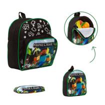 Kit Bolsa Escolar Masculina Minecraft Passeio Aulas Tam P