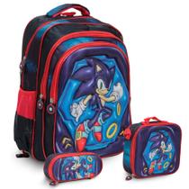 Kit Bolsa Escolar Masculina Sonic Costas Desenho Personagens