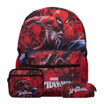 Kit Bolsa Escolar Masculina Spider Man Vermelha Reforçada - TOYS 2U