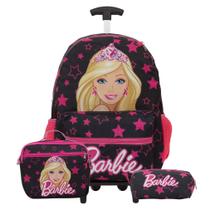 Kit Bolsa Escolar Menina Barbie Rodinhas Juvenil Reforçada