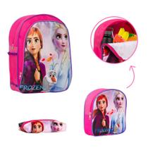 Kit Bolsa Escolar Menina Costas Frozen Creche Reforçada