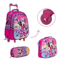 Kit Bolsa Escolar Menina Minnie Carrinho Passeio Creche - TOYS 2U