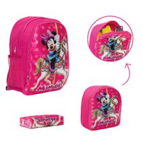 Kit Bolsa Escolar Menina Minnie Reforçada Passeio Aulas Kit Bolsa Escolar Menina Minnie Reforçada Passeio Aulas