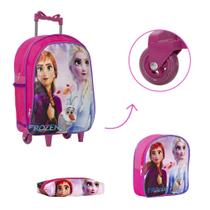 Kit Bolsa Escolar Menina Rodinhas Frozen Passeio Aulas Kit Bolsa Escolar Menina Rodinhas Frozen Passeio Aulas