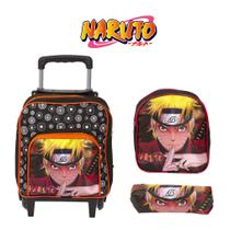 Kit Bolsa Escolar Menino Naruto Carrinho Passeio Lancheira