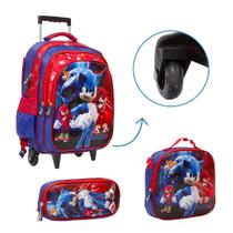 Kit Bolsa Escolar Menino Sonic Carrinho Passeio Creche G Kit Bolsa Escolar Menino Sonic Carrinho Passeio Creche G