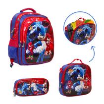 Kit Bolsa Escolar Menino Sonic Filme Passeio Creche Aulas