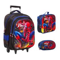 Kit Bolsa Escolar Menino Spider Man Carrinho 3D Reforçada