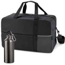 Kit Bolsa Esportiva Standard com Squeeze Sport TopGet Preto e Cinza