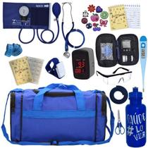 Kit Bolsa Estágio Aparelho de Pressão Esfigmomanometro Esteto Medidor de Glicemia Completo Kit Bolsa Estágio Aparelho de Pressão Esfigmomanometro Esteto Medidor de Glicemia Completo