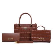 Kit bolsa feminina 3 peças lançamento bolsa e carteira