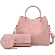 Kit Bolsa Feminina 3 peças Rosa