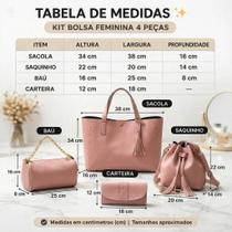 Kit Bolsa Feminina 4 Peças Azul Claro Casual Premium com Alças Reforçadas e Acabamento Sofisticado