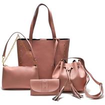Kit Bolsa Feminina Azul Claro com Bolsa Grande Bolsa Tiracolo Carteira e Bolsa Necessaire Completa