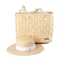 Kit Bolsa Feminina Bahamas Palha + Chapéu Feminino Casual