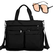 Kit Bolsa Feminina Casual De Ombro + Óculos De Sol Feminino Estilo Quadrado Retro