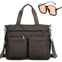 Kit Bolsa Feminina De Ombro Grande + Óculos De Sol Lente Laranja Vintage