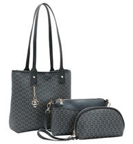 Kit Bolsa Feminina Dupla Face Chenson CG85428 New Monograma Cor Preto Kit Bolsa Feminina Dupla Face Chenson CG85428 New Monograma Cor Preto
