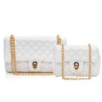 Kit Bolsa Feminina Grande E Pequena Bordada De Corrente