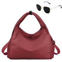 Kit Bolsa Feminina Grande Multiuso Transversal + Óculos De Sol Hexagonal