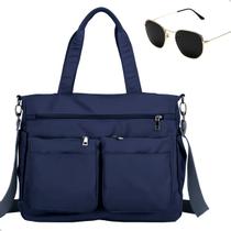 Kit Bolsa Feminina Grande Multiuso Transversal + Óculos De Sol Hexagonal