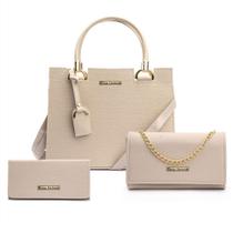 Kit Bolsa Feminina Handbag Castelo Com Bolsa de Mão Clutch Alça Corrente e Carteira - Sancley