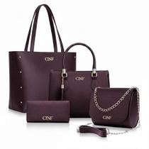 Kit Bolsa Feminina Sacola Grande + Bolsa Média + Tira Colo + Carteira