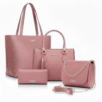 Kit Bolsa Feminina Sacola Grande + Bolsa Média + Tira Colo + Carteira