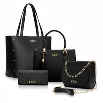 Kit Bolsa Feminina Sacola Grande + Bolsa Média + Tira Colo + Carteira