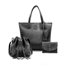 Kit Bolsa Feminina Sacola Grande com Carteira e Bolsa Saco Média Alça Transversal Casual e Moderna Kit Bolsa Feminina Sacola Grande com Carteira e Bolsa Saco Média Alça Transversal Casual e Moderna