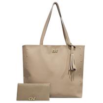 Kit Bolsa Feminina Sacola Grande De Ombro E Carteira