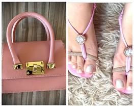 Kit bolsa feminina + sandália feminina rosa Kit bolsa feminina + sandália feminina rosa