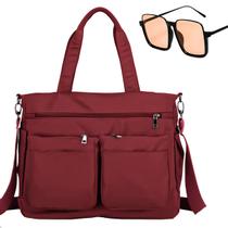 Kit Bolsa Feminina Trabalho Faculdade + Óculos De Sol Retro Proteção UV