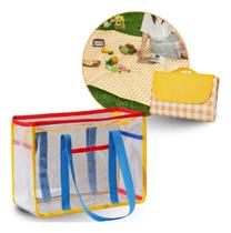 Kit Bolsa Feminina Transparente e 1Tapete Piquenique Praia