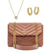 Kit Bolsa Feminina Transversal De Mão De Ombro Colar Brinco Kit Bolsa Feminina Transversal De Mão De Ombro Colar Brinco