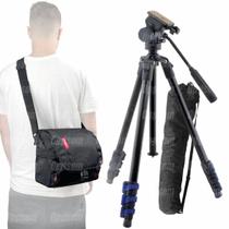 Kit Bolsa Fotográfica Nest Athena 20 Com Alça De Ombro E Capa De Chuva + Tripé Hidráulico Wf5316