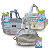 Kit Bolsa Frasqueira Maternidade Impermeável + Mordedor Unissex Mamãe Bebê Multifunções Média Com Alças