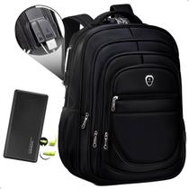 Kit Bolsa Grande Anti Furto Saida USB + Power bank Compacto Carregamento rápido