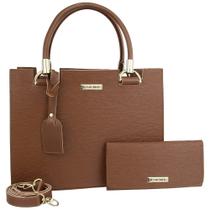 Kit Bolsa Handbag Alice Monteiro Media com Alça Transversal Removivel e Carteira