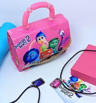 Kit Bolsa Infantil Bolsinha Mini Bag Cute Alça Mão Pérola Divertidamente 2 Filme + Colar Duplo Amizade Divertida Mente