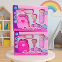 Kit Bolsa Infantil com Acessórios Moda Fashion Brinquedo Menina Escova Espelho Telefone AKT4223