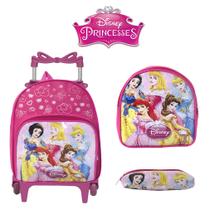 Kit Bolsa Infantil Escolar de Rodinha Princesas Passeio Aula