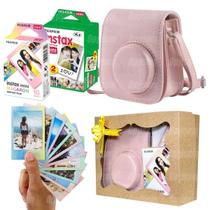 Kit Bolsa Instax Mini Rosa Com Caixa De Presente + 20 Fotos + Filme Macaron