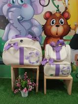 Kit bolsa linha luxo com 2 peças/menino/menina/termica/impermeavel/safari/borboleta/urso/astronauta