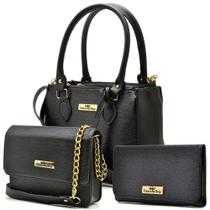 kit Bolsa Lorena Luxo Transversal média Festa + Carteira